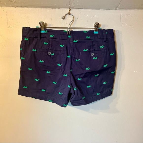 British Khaki Preppy Whale Shorts Navy Blue with Green Embroidery Size: 10 - Picture 5 of 7